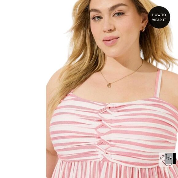 NEW TORRID Plus Size super Soft V-Neck Twisted Front Babydoll Tank Top 2X - Picture 6 of 14